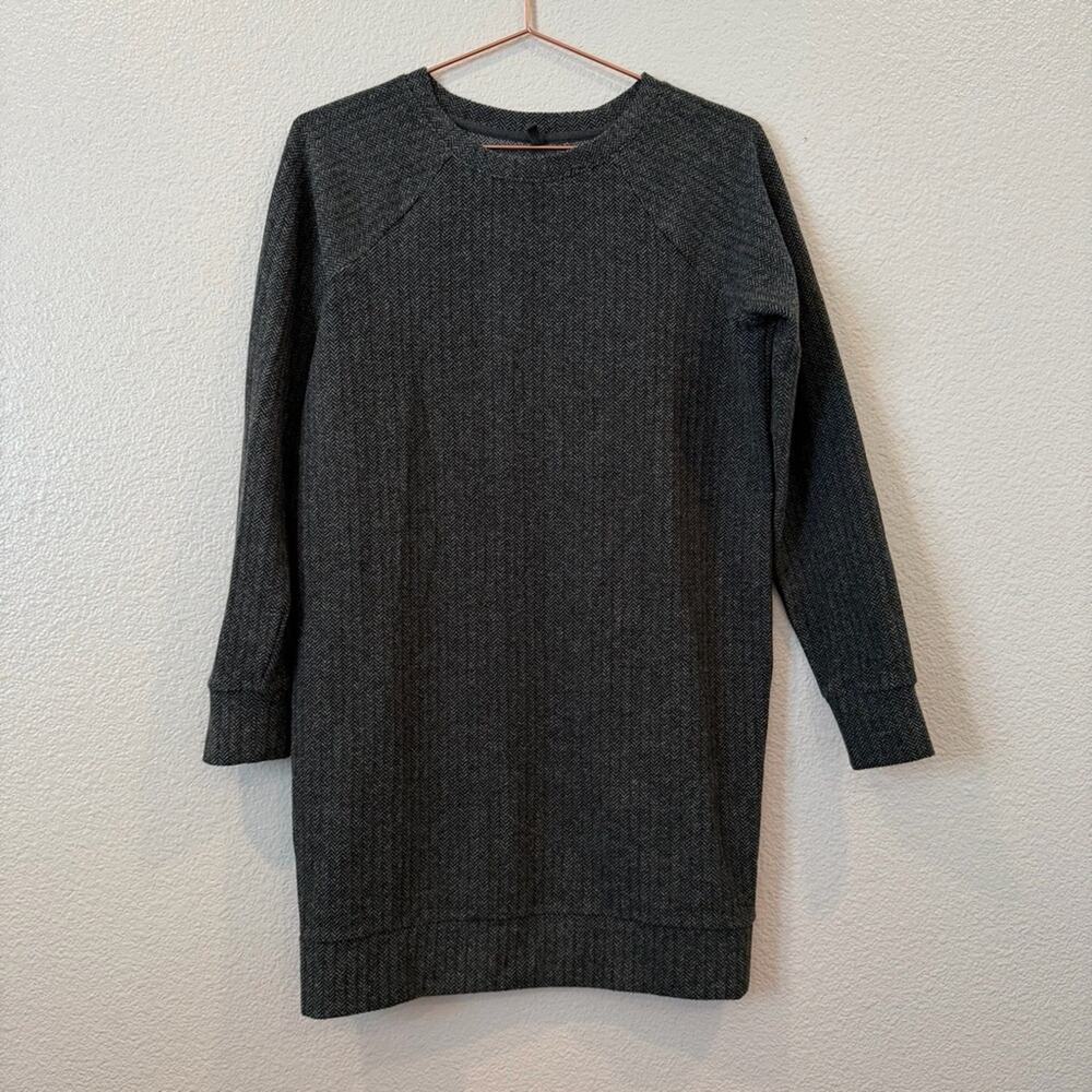 Lou & Grey Herringbone Knit Long Sleeve Dress gray